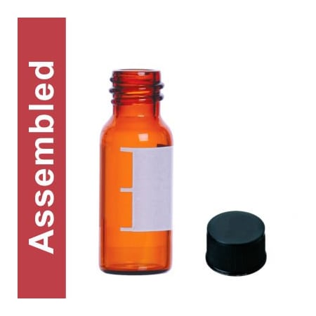 Cp Lab Safety. Wheaton MicroLiter 2ML Amber Screw Thread Vial Kit Marking Patch Black Solid Top Cap 100 pk 08-2260KS-A